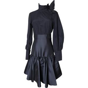 Tish Cox Dallas Black Mixed Media Dress Faille Bubble Hem Size XXXS Fits S?